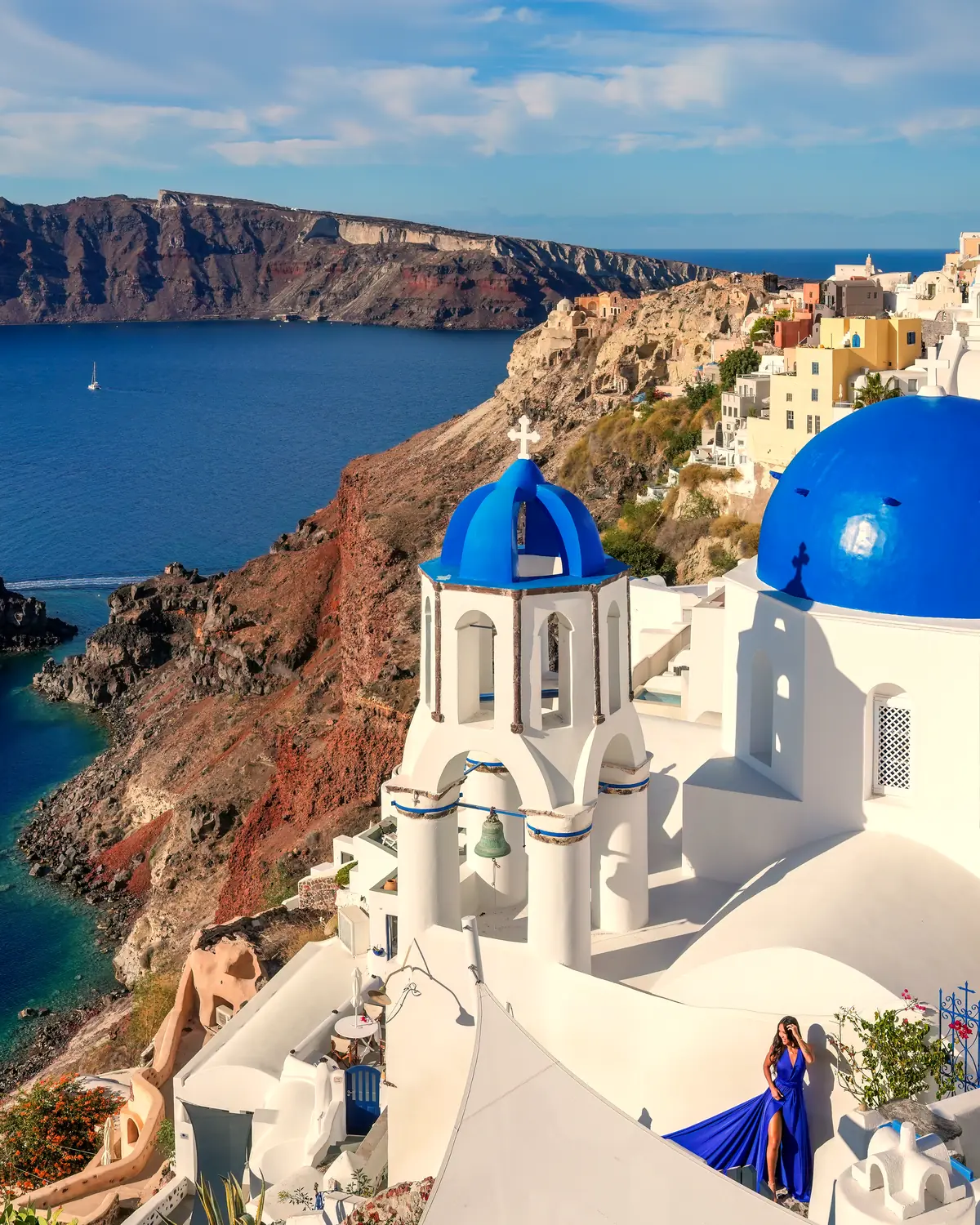 Three domes of Oia in Santorini